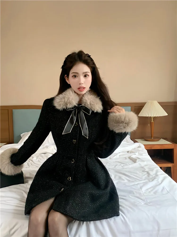 furry bow dress  KF70554