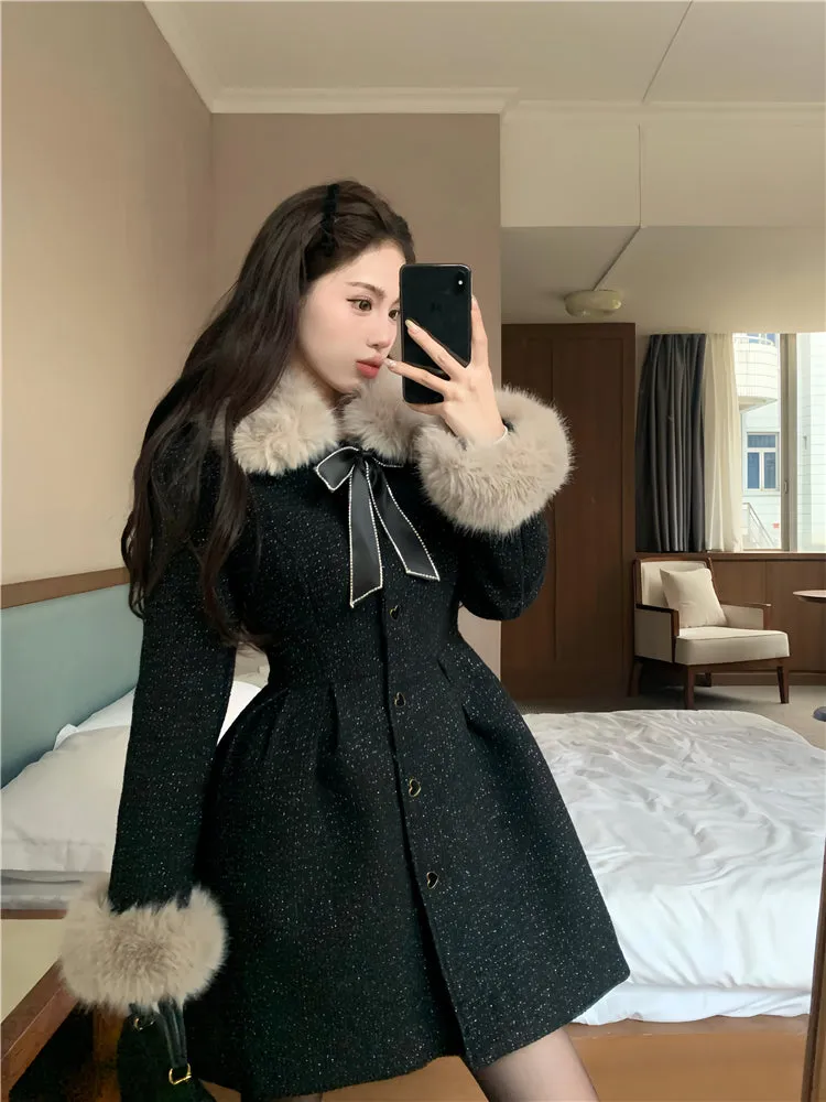 furry bow dress  KF70554
