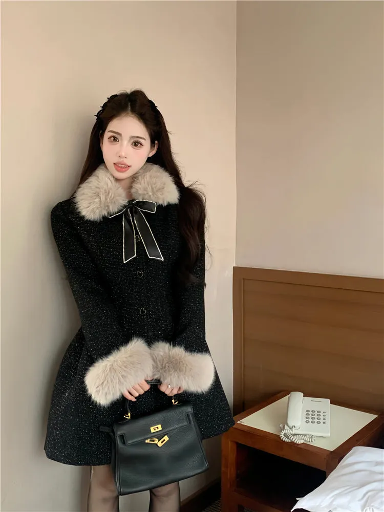 furry bow dress  KF70554