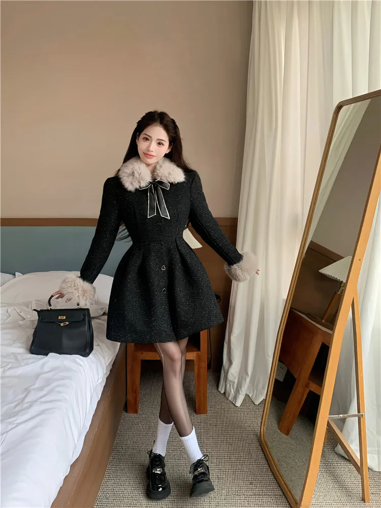 furry bow dress  KF70554