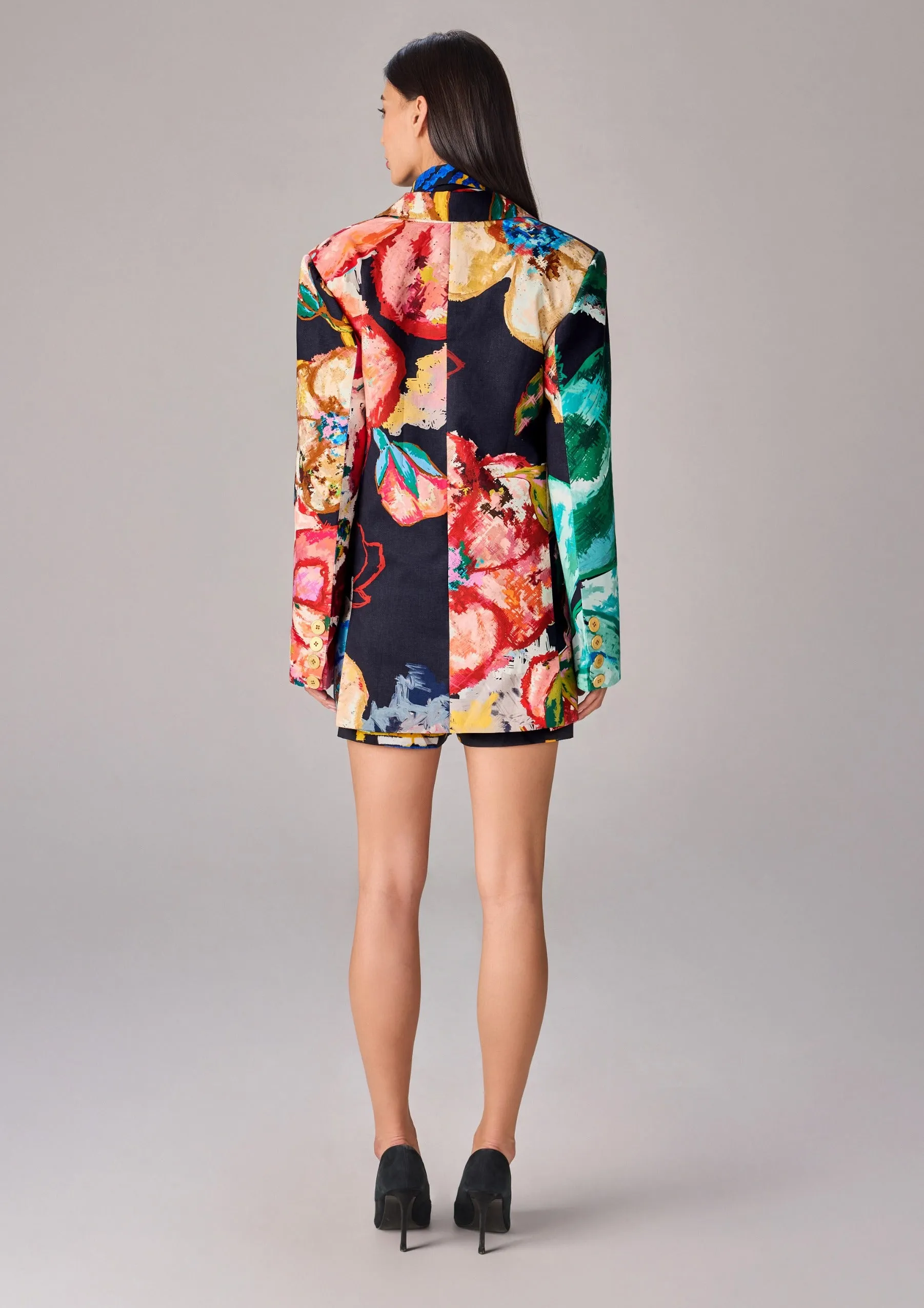 Gaia multicolor blazer, shirt and skort
