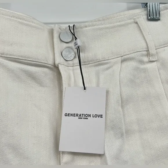 Generation Love Mona High Waist Cuffed Denim White Shorts Classic Fit