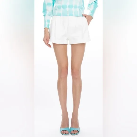 Generation Love Mona High Waist Cuffed Denim White Shorts Classic Fit