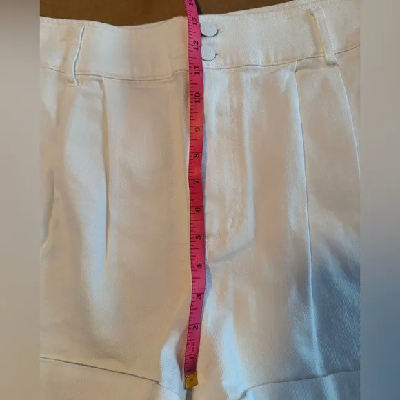 Generation Love Mona High Waist Cuffed Denim White Shorts Classic Fit