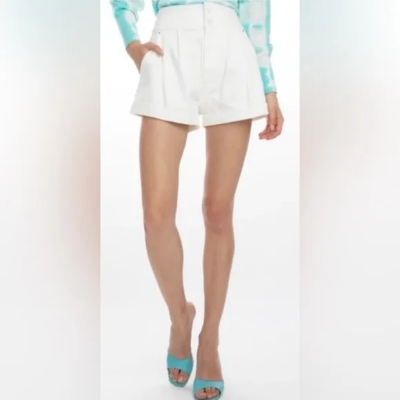 Generation Love Mona High Waist Cuffed Denim White Shorts Classic Fit