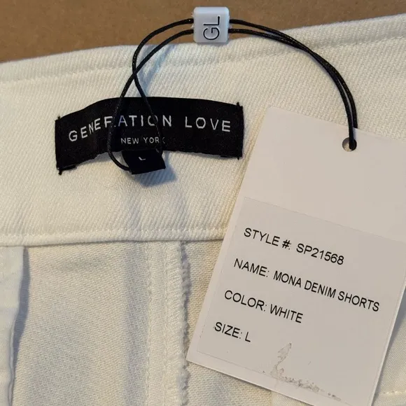Generation Love Mona High Waist Cuffed Denim White Shorts Classic Fit