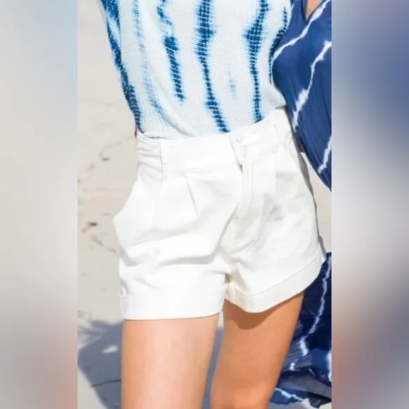 Generation Love Mona High Waist Cuffed Denim White Shorts Classic Fit