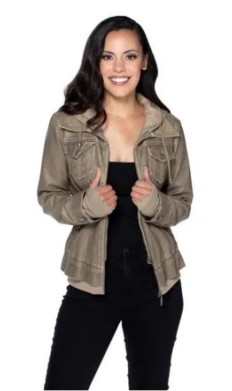 Girl Next Door Hooded Jacket - Golden Gray