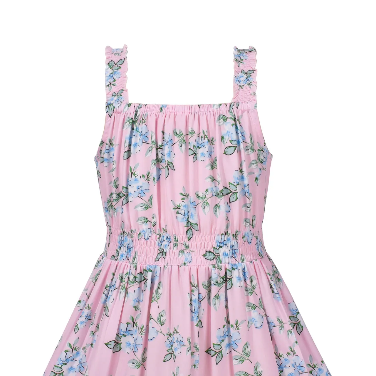 Girls Dress Hi-lo Cute Suspender Wide Spaghetti Flower Sleeveless Size 7-14 Years