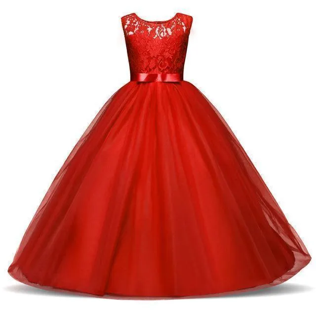 Girls Dresses Wedding Flower Girl Dresses Lace Long 3-14 Years