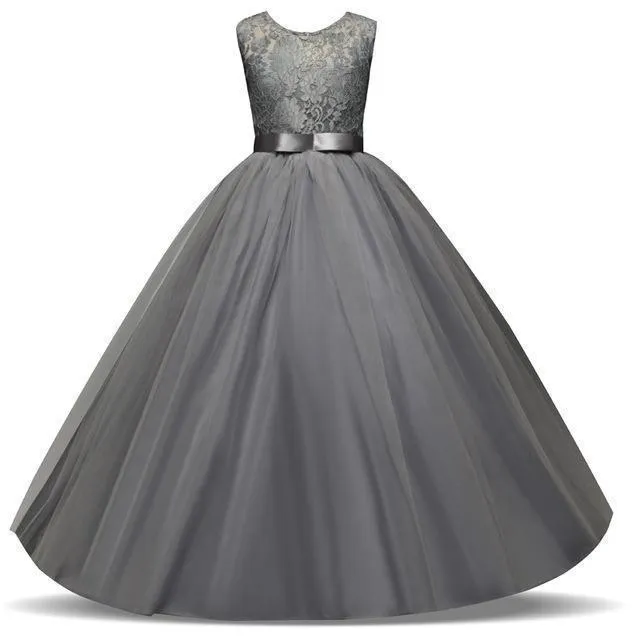Girls Dresses Wedding Flower Girl Dresses Lace Long 3-14 Years