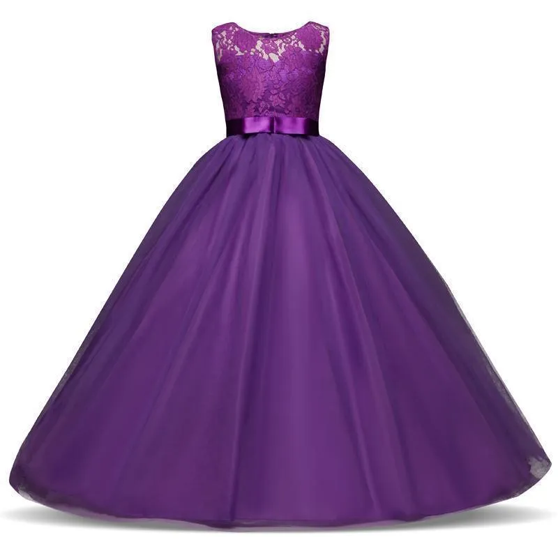 Girls Dresses Wedding Flower Girl Dresses Lace Long 3-14 Years