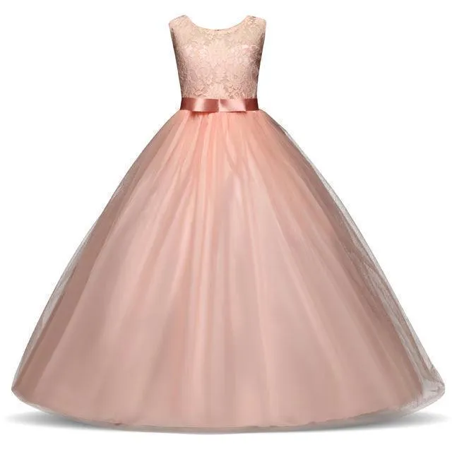 Girls Dresses Wedding Flower Girl Dresses Lace Long 3-14 Years