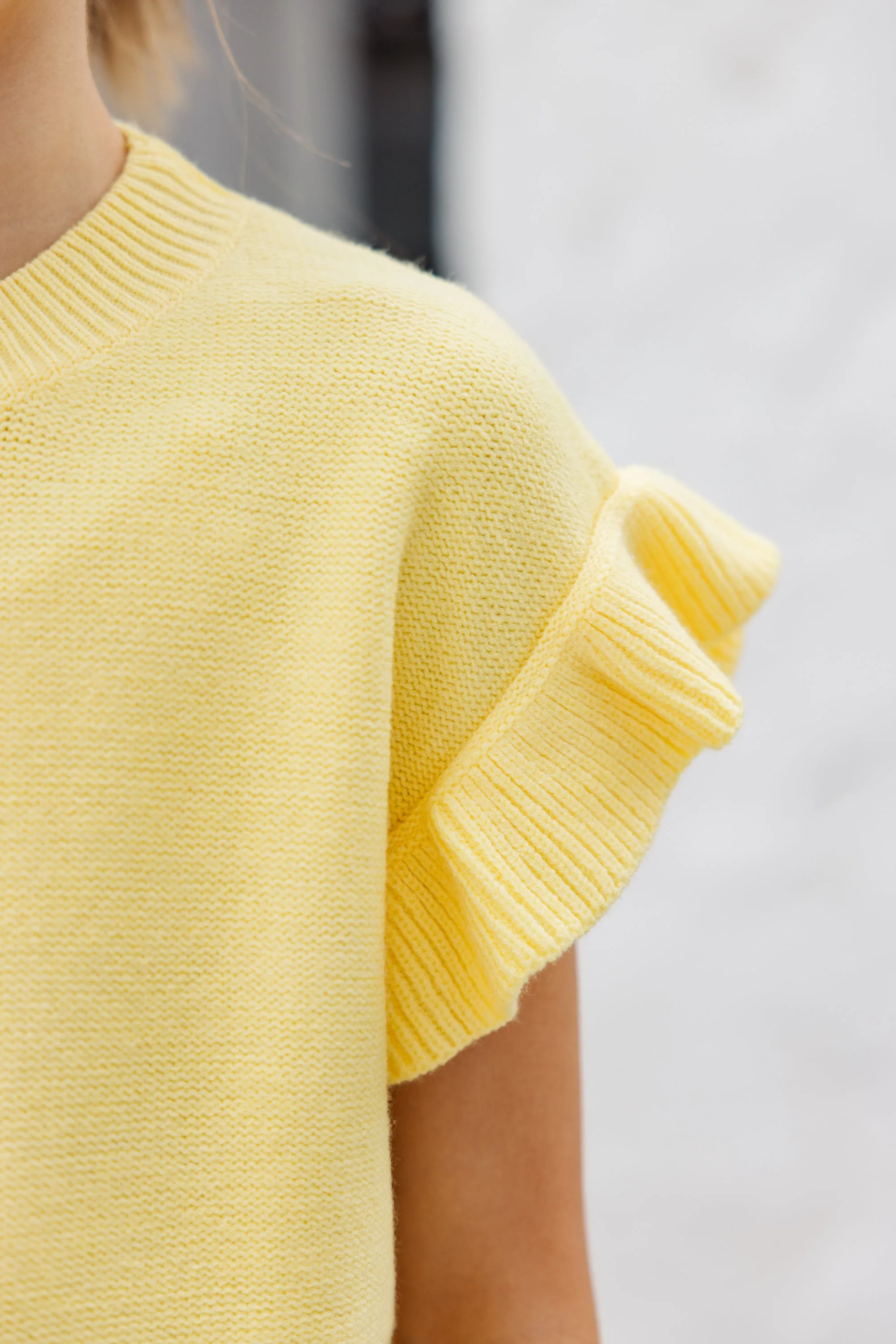 Girls: The Jessica Yellow Ruffle Knit Sweater