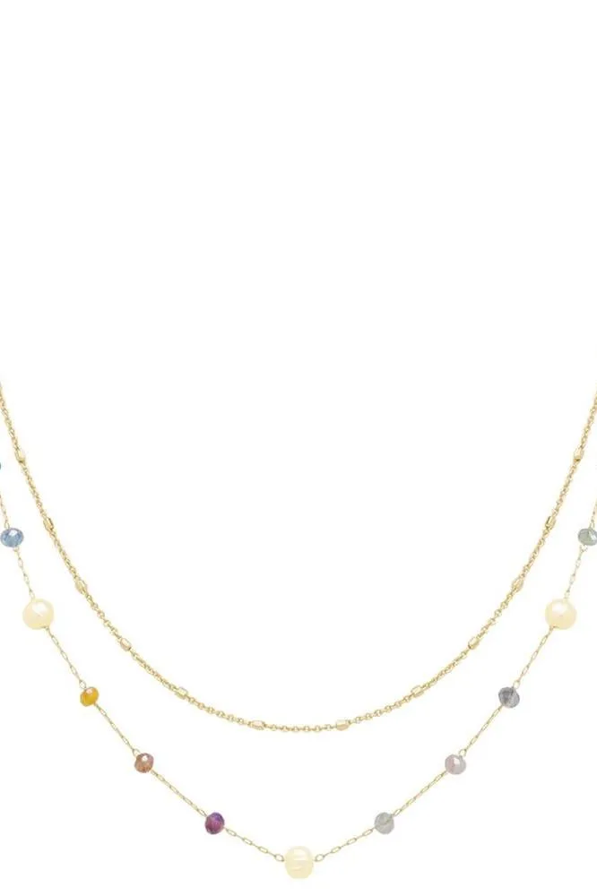Glass Bead Metal Chain - Blue
