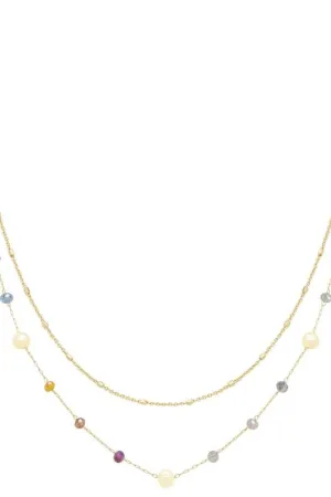 Glass Bead Metal Chain - Blue