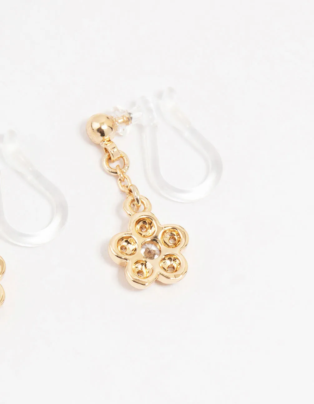 Gold Drop Floral Cuff Earrings 4-Pack