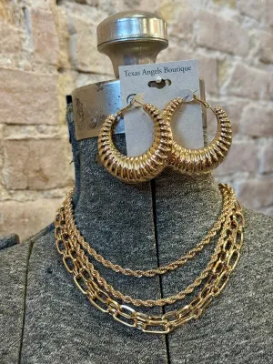 Gold Layered Bulky Necklace