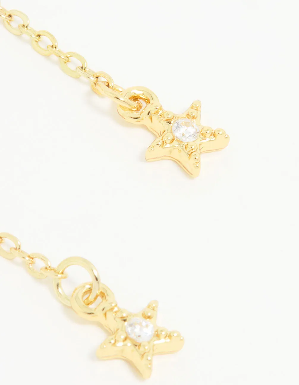 Gold Plated Cubic Zirconia Star Chain Drop Earrings