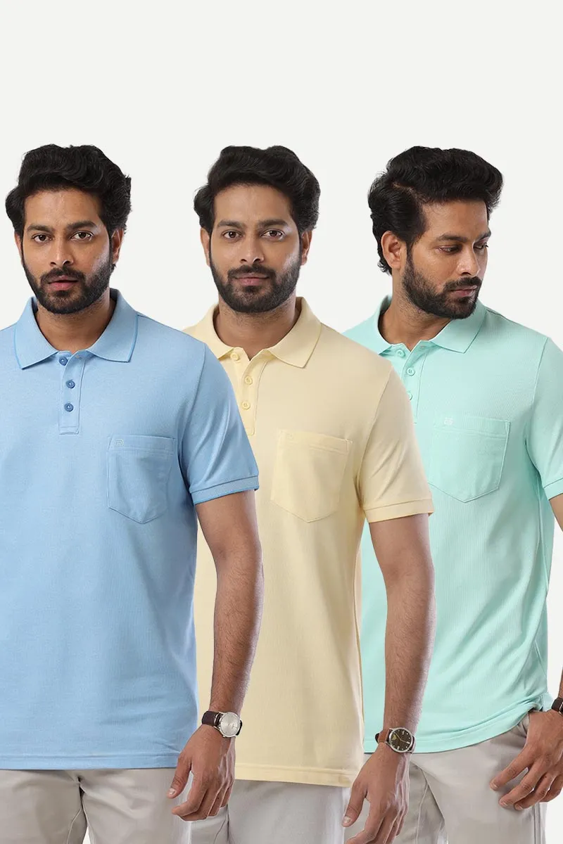 Golf Polo - Collar T-Shirts Pack Of 3 Combo For Men | Ariser