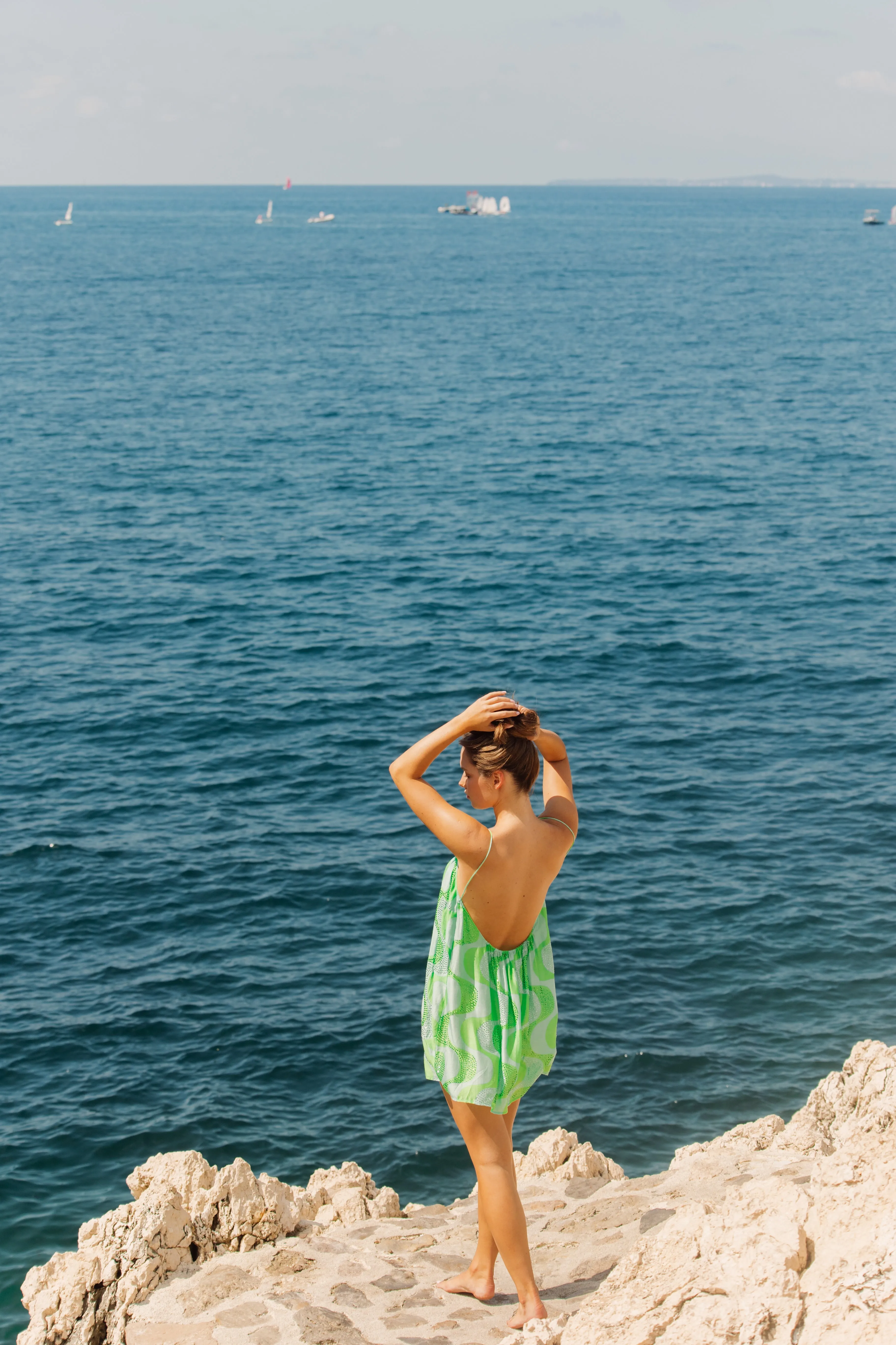 Grace Short Dress - Amazonia Lime & Pool