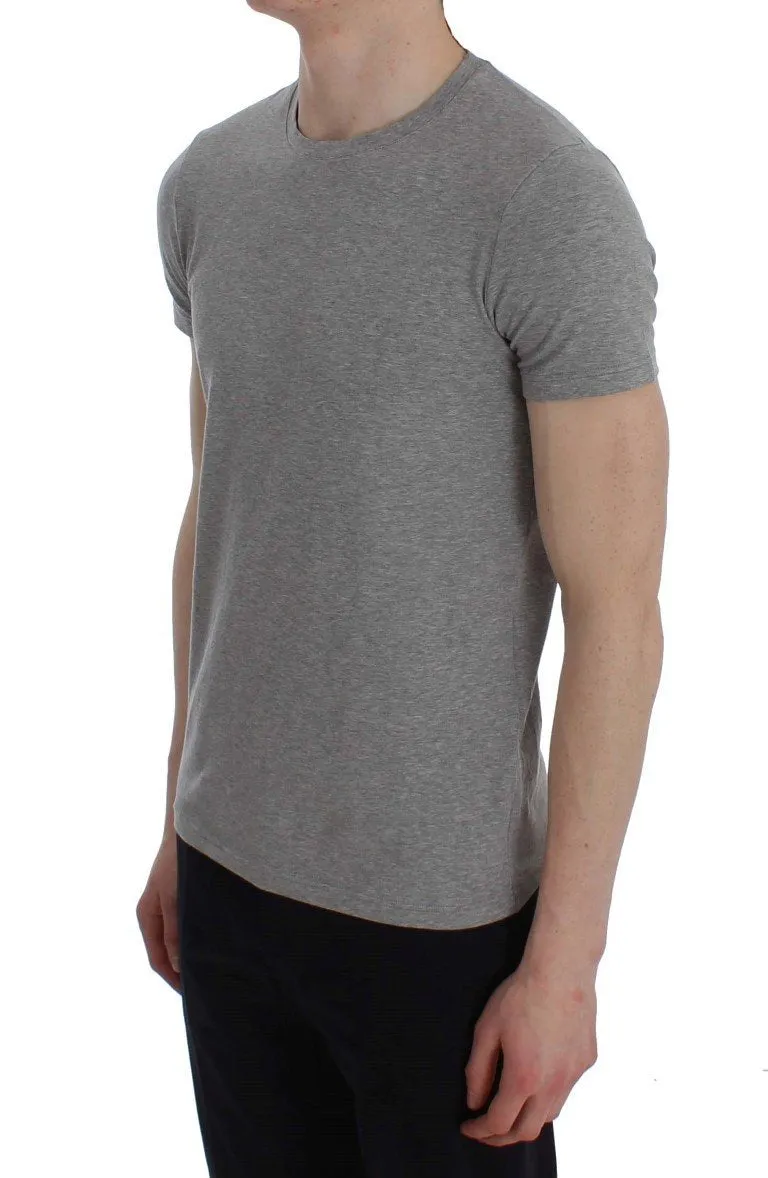 Gray Cotton Stretch Crew-neck Underwear T-shirt
