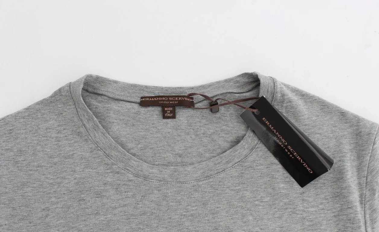 Gray Cotton Stretch Crew-neck Underwear T-shirt