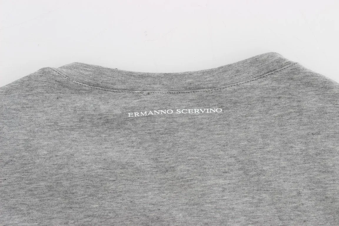 Gray Cotton Stretch Crew-neck Underwear T-shirt