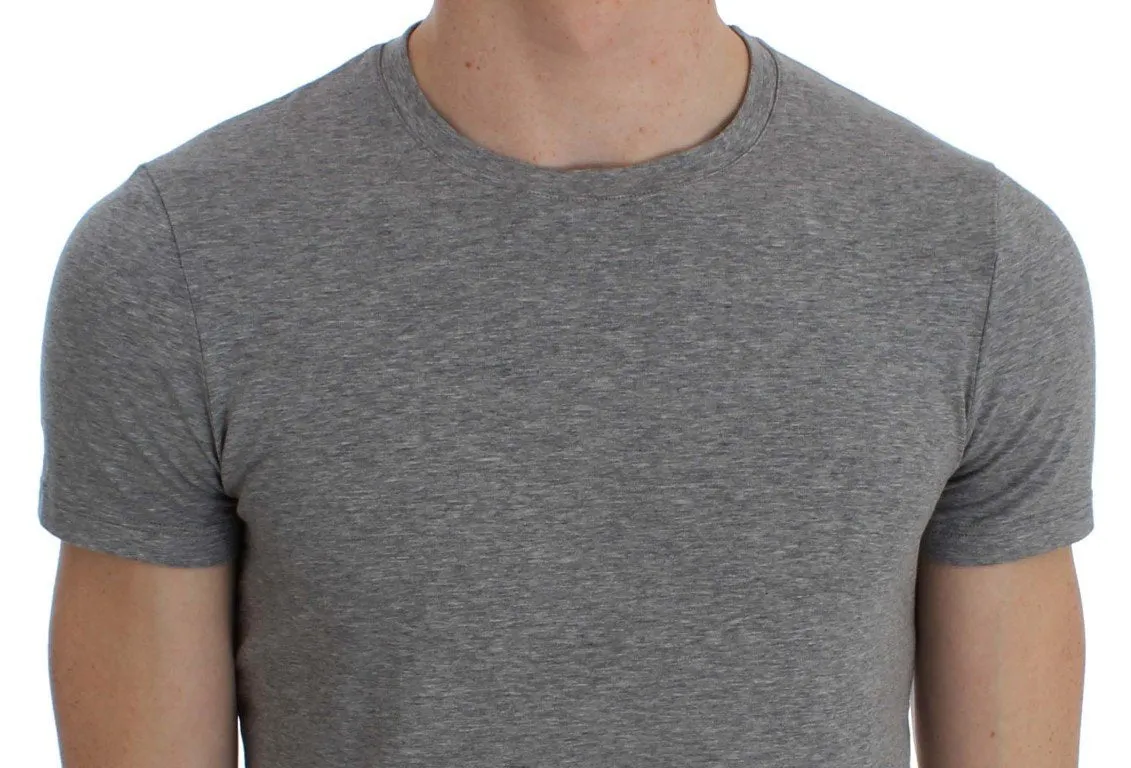 Gray Cotton Stretch Crew-neck Underwear T-shirt