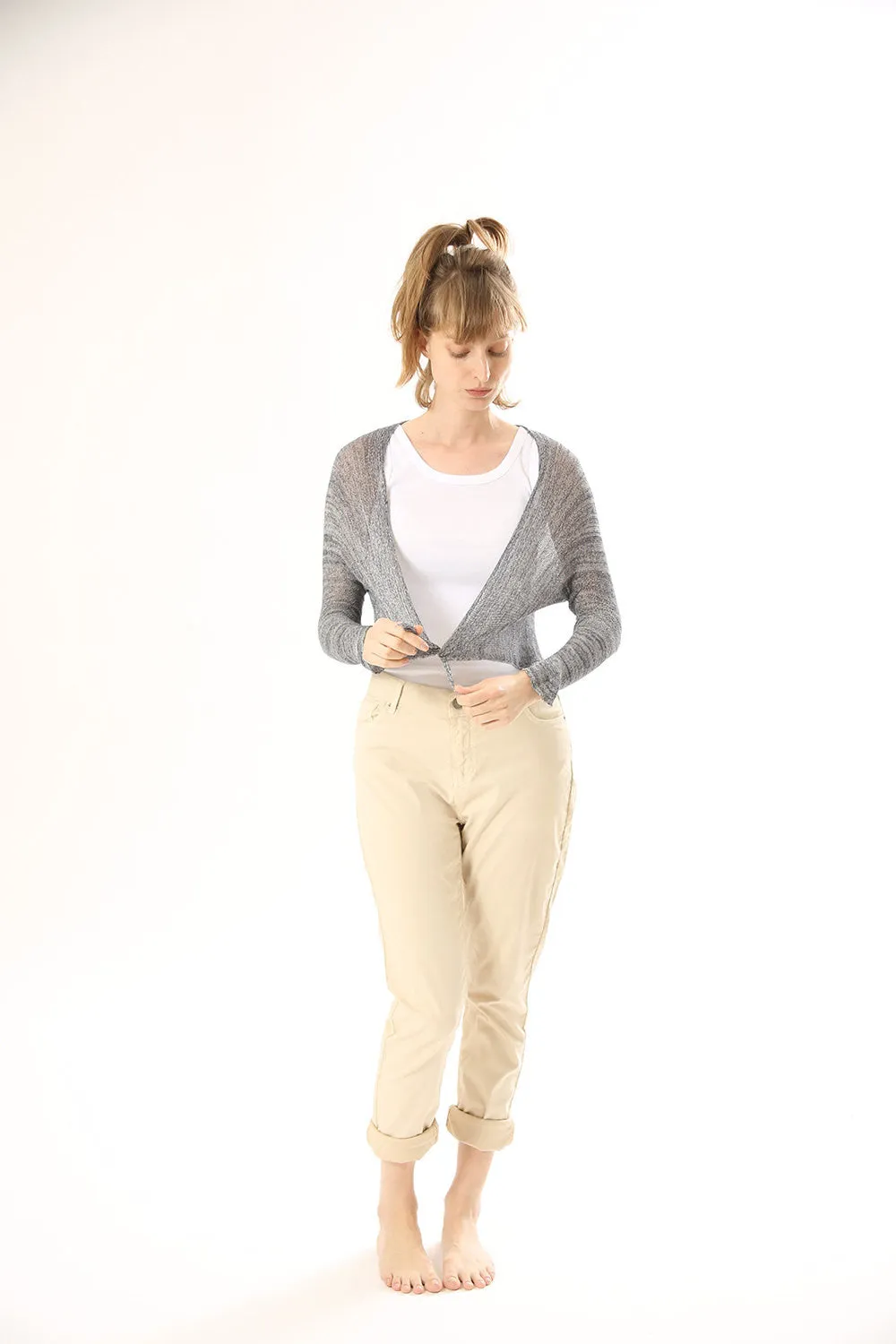 Gray Knitted Cardigan,Women Grey jacket