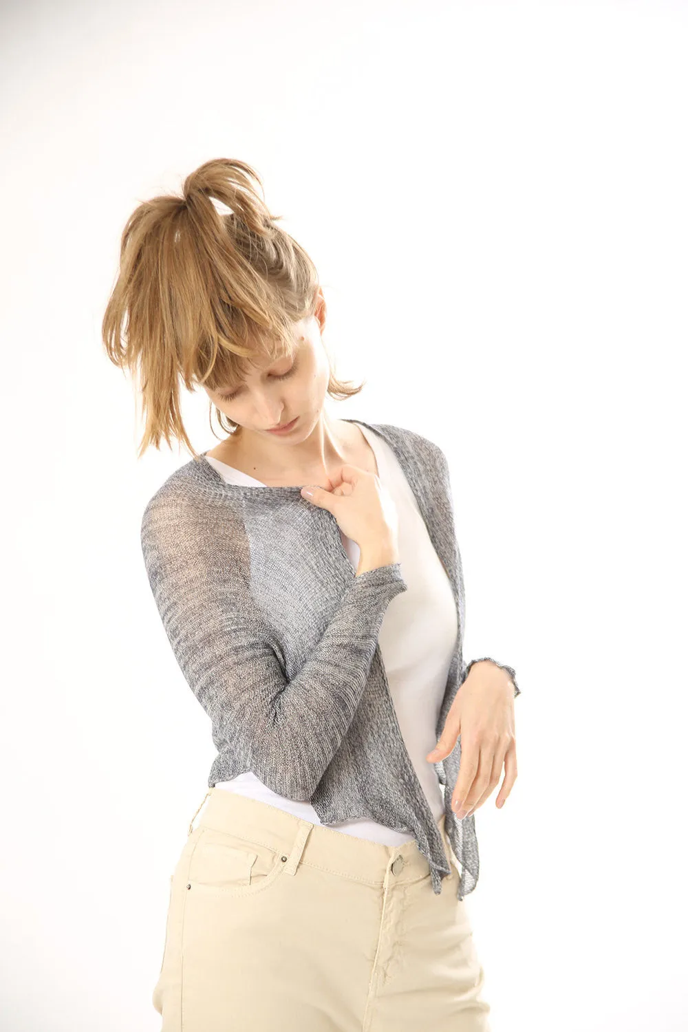 Gray Knitted Cardigan,Women Grey jacket