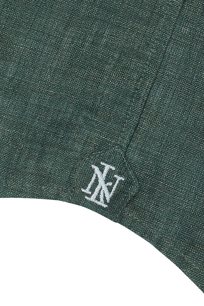 Green One Piece Collar Linen Popover Shirt