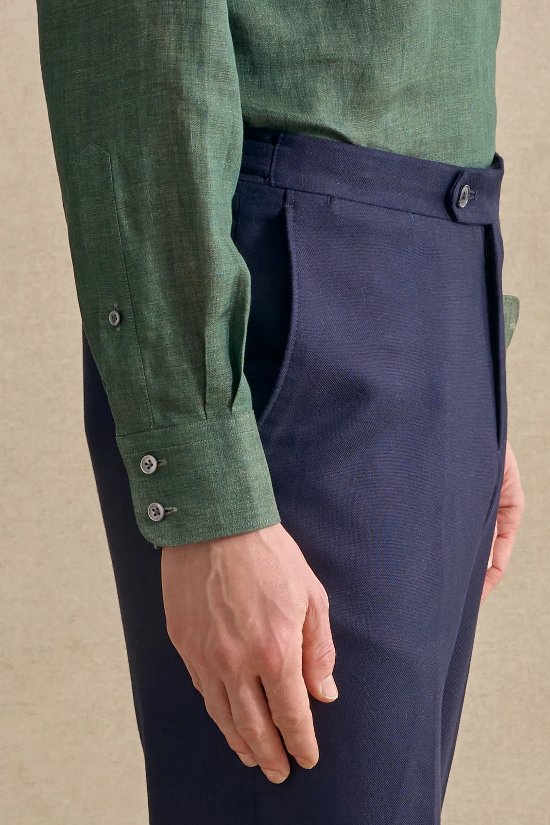 Green One Piece Collar Linen Popover Shirt