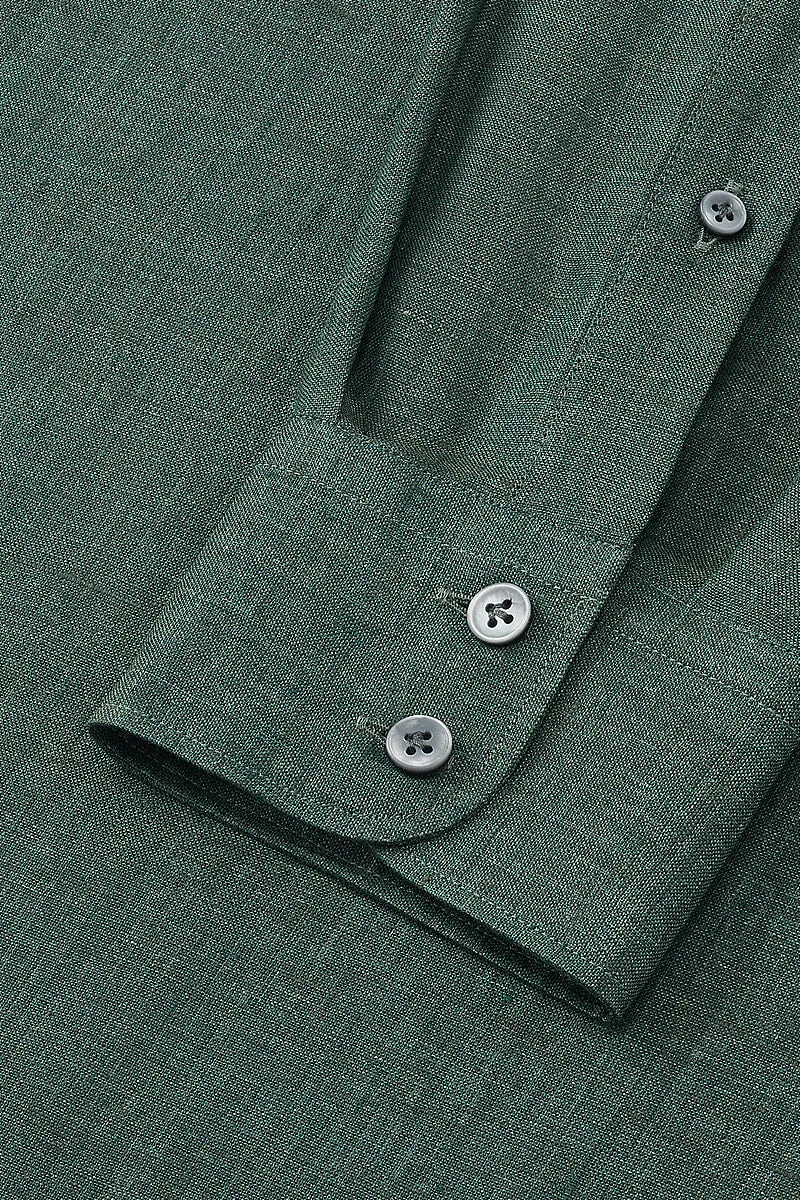 Green One Piece Collar Linen Popover Shirt