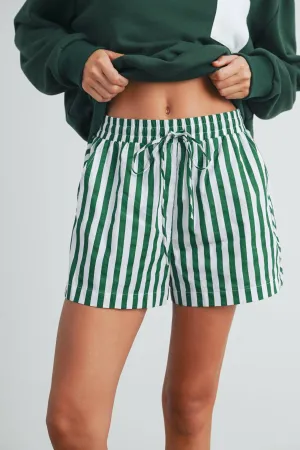 Green Striped Drawstring Boxer Shorts