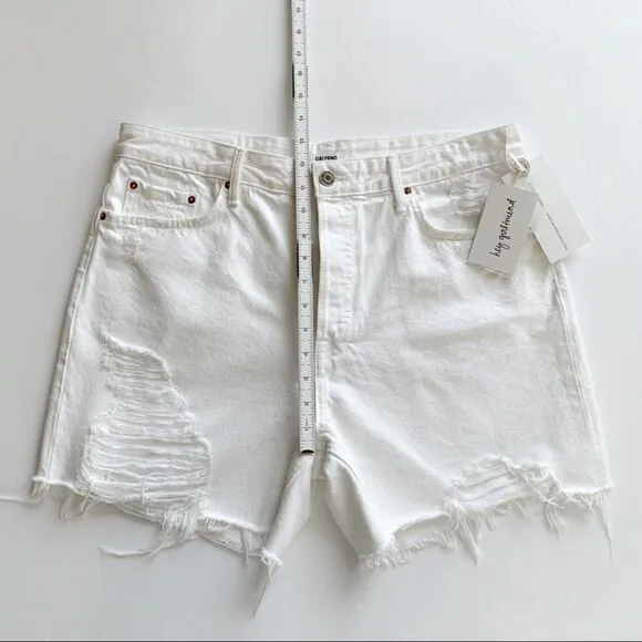 GRLFRND White Distressed Shorts!