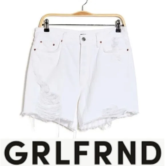 GRLFRND White Distressed Shorts!