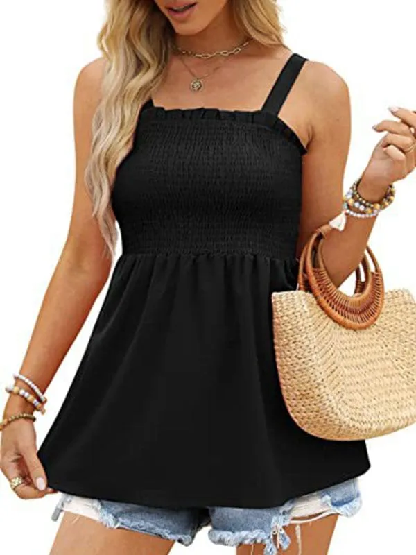 GYPSY GIRL - Ruffle Pleated Camisole Tank Top