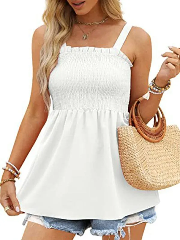GYPSY GIRL - Ruffle Pleated Camisole Tank Top
