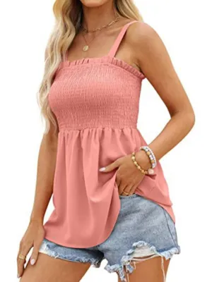 GYPSY GIRL - Ruffle Pleated Camisole Tank Top