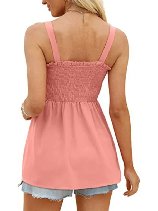 GYPSY GIRL - Ruffle Pleated Camisole Tank Top