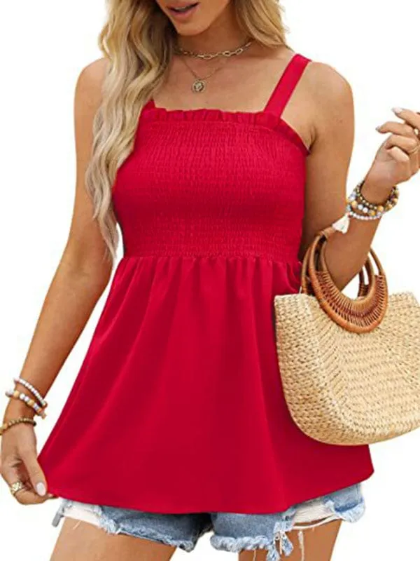GYPSY GIRL - Ruffle Pleated Camisole Tank Top