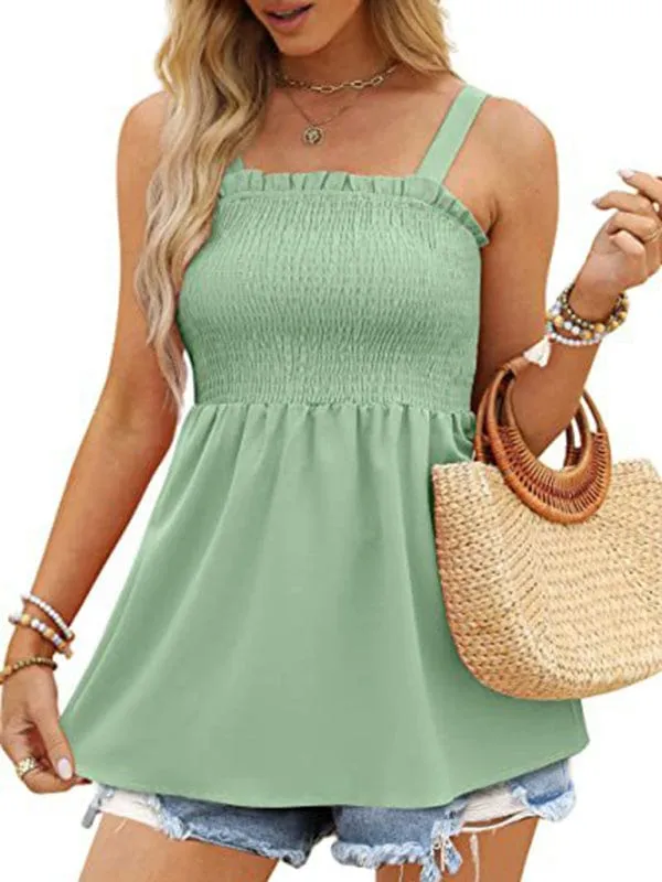 GYPSY GIRL - Ruffle Pleated Camisole Tank Top