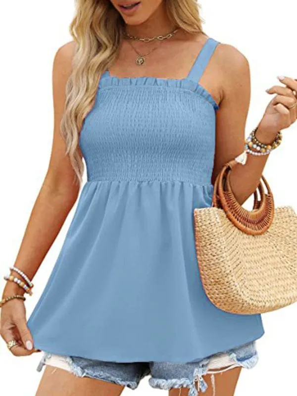 GYPSY GIRL - Ruffle Pleated Camisole Tank Top