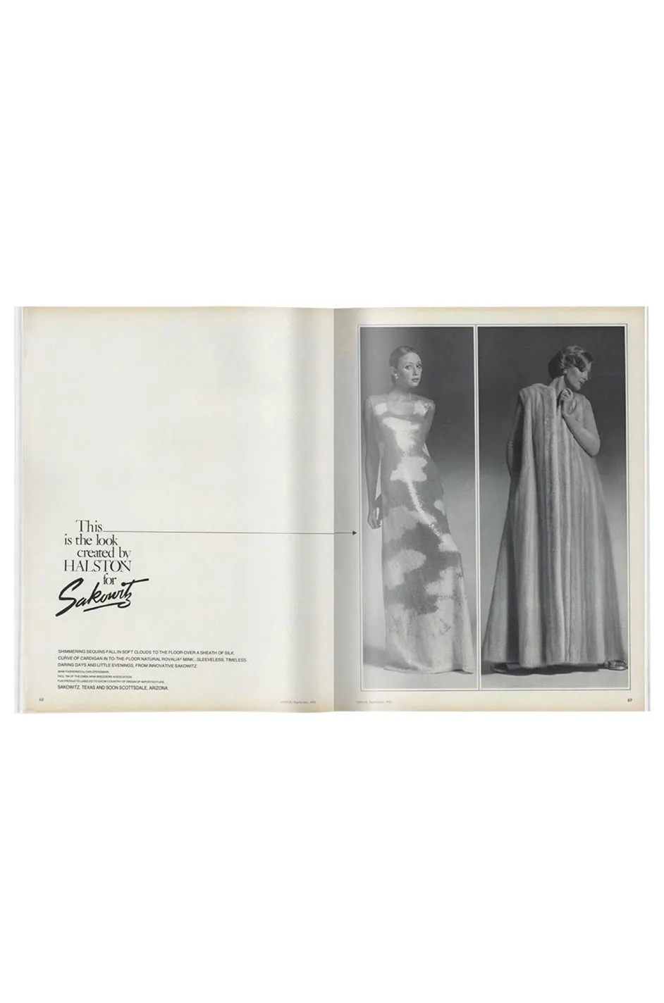 Halston Fall 1973 Cloud Dress in Silver Grey & Ivory Covered with Iridescent Sequins - 13-14" W