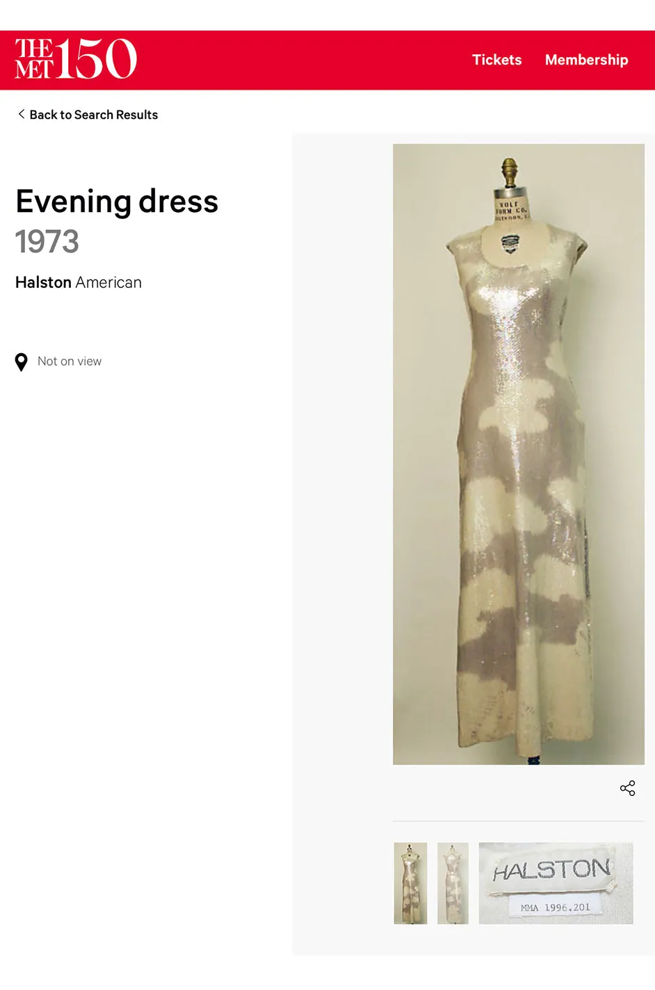 Halston Fall 1973 Cloud Dress in Silver Grey & Ivory Covered with Iridescent Sequins - 13-14" W