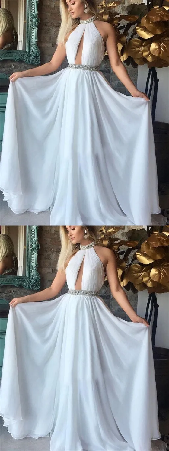 Halter Prom Dresses, Beaded Prom Dresses, Sexy A-line Prom Dresses, Prom Dresses, BG0424