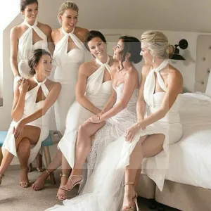 Halter Side Slit Bridesmaid Dresses, Special Bridesmaid Dresses, Long Bridesmaid Dresses, WG198