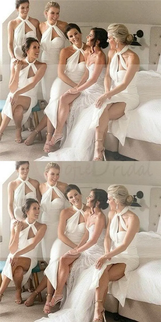 Halter Side Slit Bridesmaid Dresses, Special Bridesmaid Dresses, Long Bridesmaid Dresses, WG198