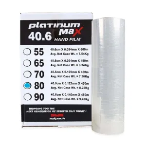 Hand Stretch Wrap - High Performance - 80 Gauge EQ - 16" x 1476' - 4 Rolls / Case